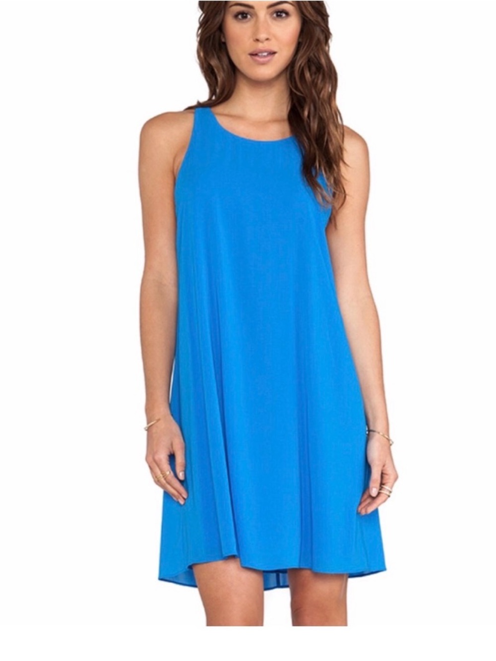 Alice + Olivia Silk Blend Blue Sleeveless Shift Dress Size M